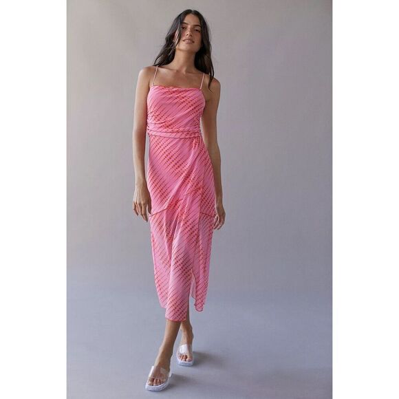 Urban Outfitters UO Pink Polka Dot Wild Seam Slip Dress Size S - Picture 1 of 12